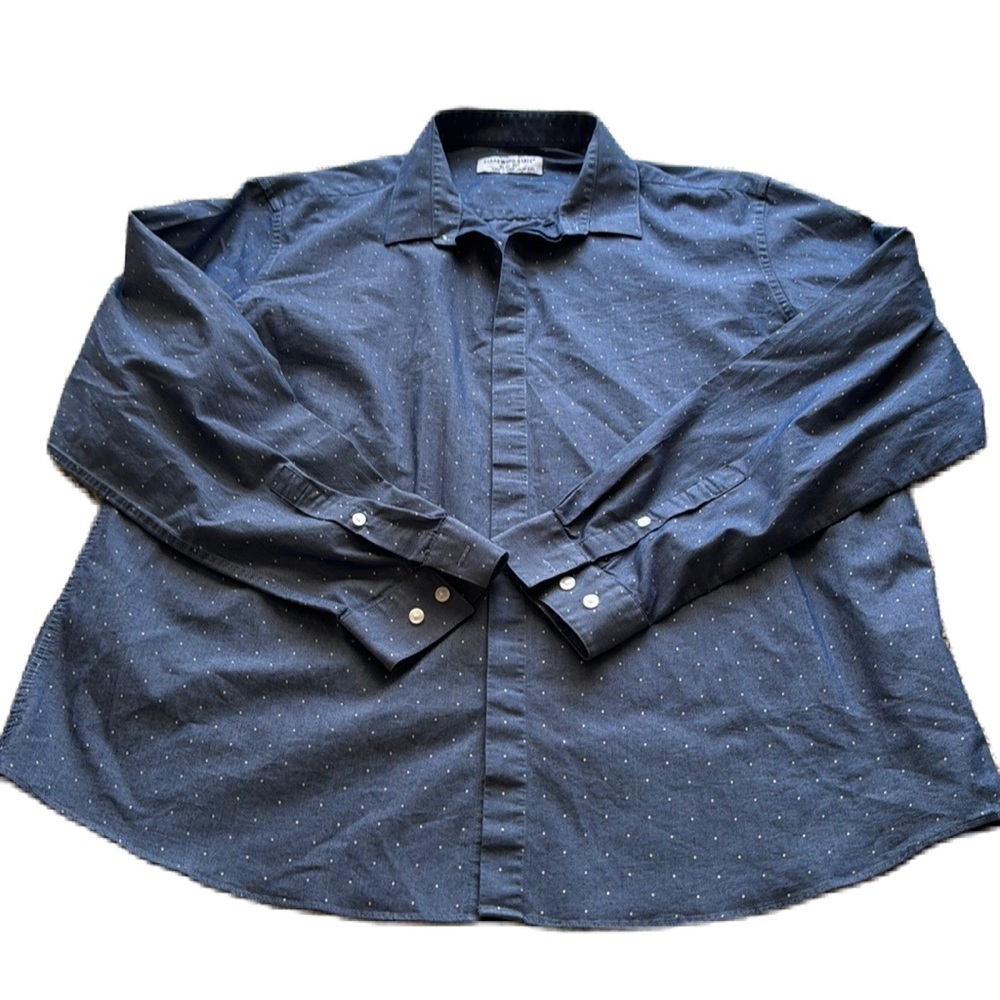 Cedarwood State Long Sleeve Navy Blue Polka Dot Button Up Shirt XXL EUC Slim Fit